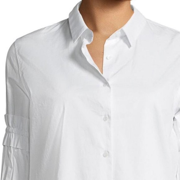 NWT$295 Alexis Ruffled Long Sleeve Button Up Shirt Poplin Cotton Blouse Top Sz S - Picture 2 of 12